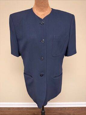 Jones New York Navy Jacket with Brown Lining